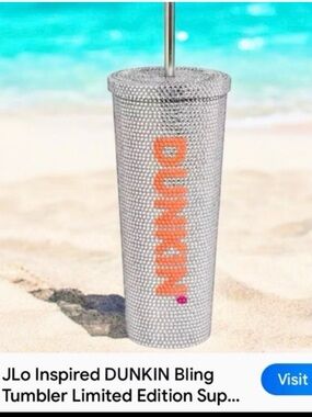Dunkin’ Donuts Silver Rhinestone sparkly Bling,holidayTumbler( 24oz)holiday 🎁
